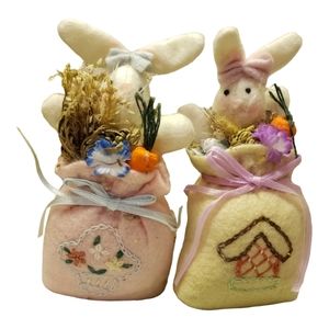 2 Vtg 1 Boy 1 Girl Bunny 2 Bags Sacks Collectables